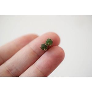 Emerald Earrings, Raw Emerald Earrings, Gemstone Earrings, Natural Emera…